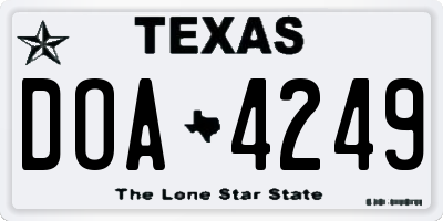 TX license plate DOA4249
