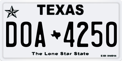 TX license plate DOA4250