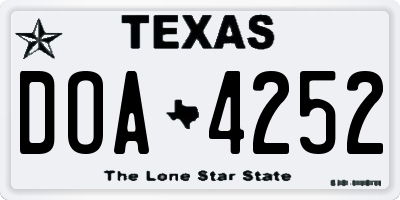 TX license plate DOA4252