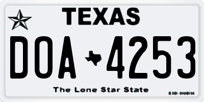 TX license plate DOA4253