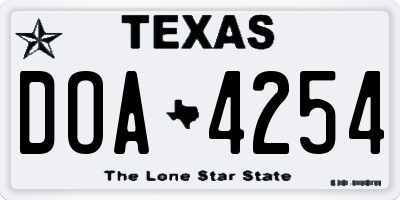TX license plate DOA4254