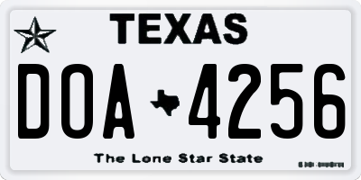 TX license plate DOA4256