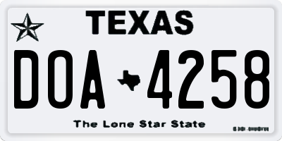 TX license plate DOA4258