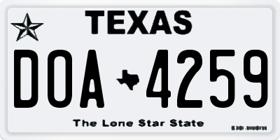 TX license plate DOA4259