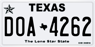 TX license plate DOA4262
