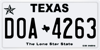 TX license plate DOA4263