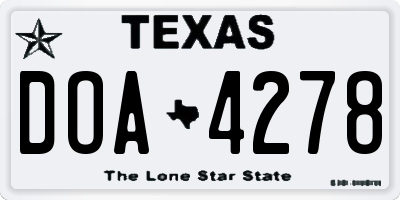 TX license plate DOA4278