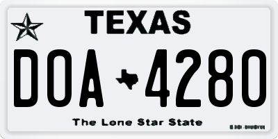 TX license plate DOA4280