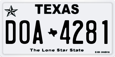 TX license plate DOA4281