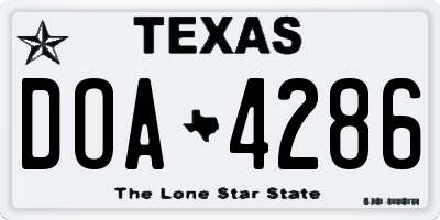 TX license plate DOA4286