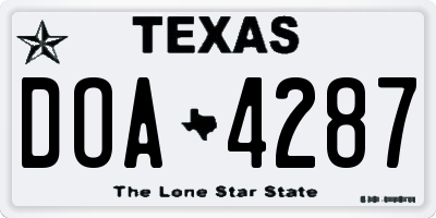 TX license plate DOA4287