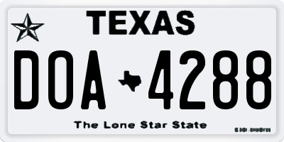 TX license plate DOA4288