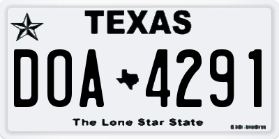 TX license plate DOA4291