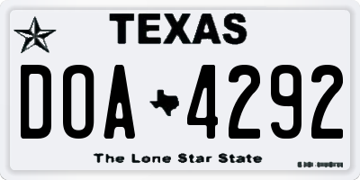 TX license plate DOA4292