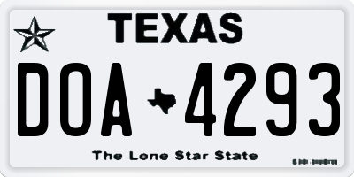 TX license plate DOA4293