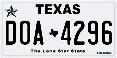 TX license plate DOA4296