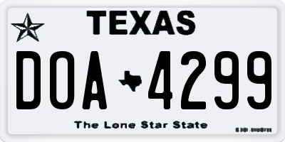 TX license plate DOA4299