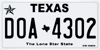 TX license plate DOA4302