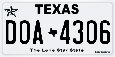 TX license plate DOA4306
