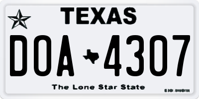 TX license plate DOA4307