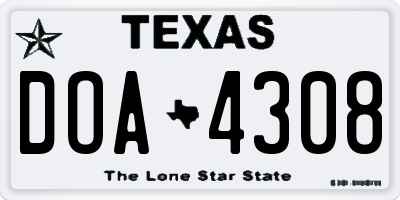 TX license plate DOA4308