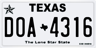 TX license plate DOA4316