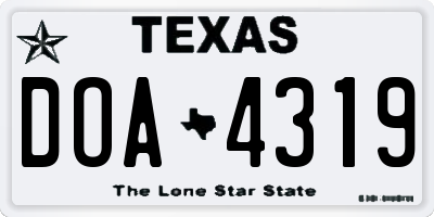 TX license plate DOA4319