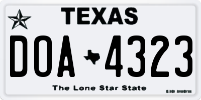 TX license plate DOA4323