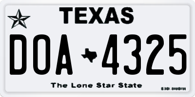 TX license plate DOA4325