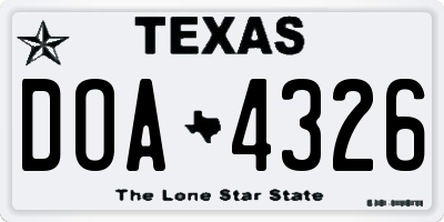 TX license plate DOA4326
