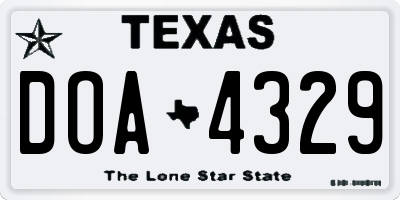 TX license plate DOA4329