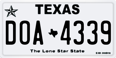 TX license plate DOA4339