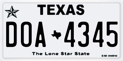 TX license plate DOA4345