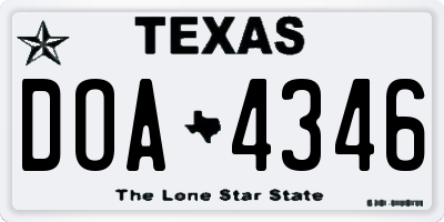 TX license plate DOA4346