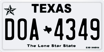TX license plate DOA4349
