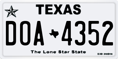 TX license plate DOA4352
