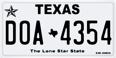 TX license plate DOA4354
