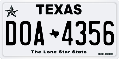 TX license plate DOA4356