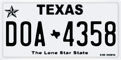 TX license plate DOA4358