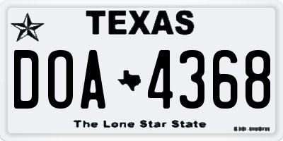 TX license plate DOA4368