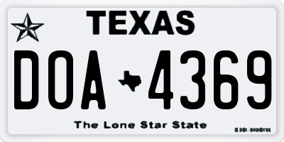 TX license plate DOA4369