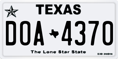 TX license plate DOA4370