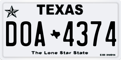 TX license plate DOA4374
