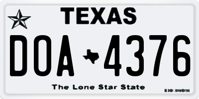 TX license plate DOA4376