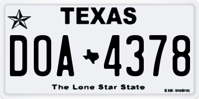 TX license plate DOA4378