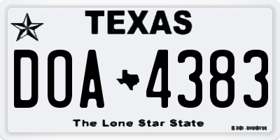 TX license plate DOA4383