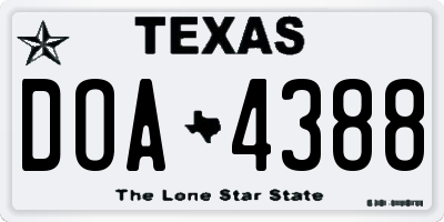 TX license plate DOA4388