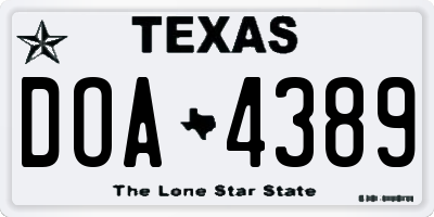 TX license plate DOA4389