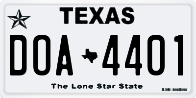 TX license plate DOA4401