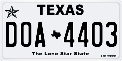 TX license plate DOA4403